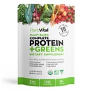 Plantvital Unfedered Organic Vegan Powder - 15 Superfood, Vegies dan Progories - Organic Plant - Based Protein Poader - All BCAA, Gluten Free - 16oz -1 Pouch