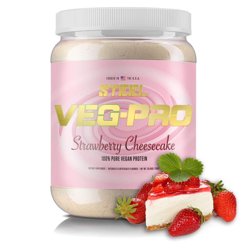 Suplemen Pendukung Baja - PRO 124; Powder Protein Vegan, Strawberry Cheesecake 124; 25 Pelayan (1.65lbs) 12.4; Powder Protein Organik dengan BCAA Acid 124; Gluten Gratis 124; Non Dairy 124; Low Carb Formula