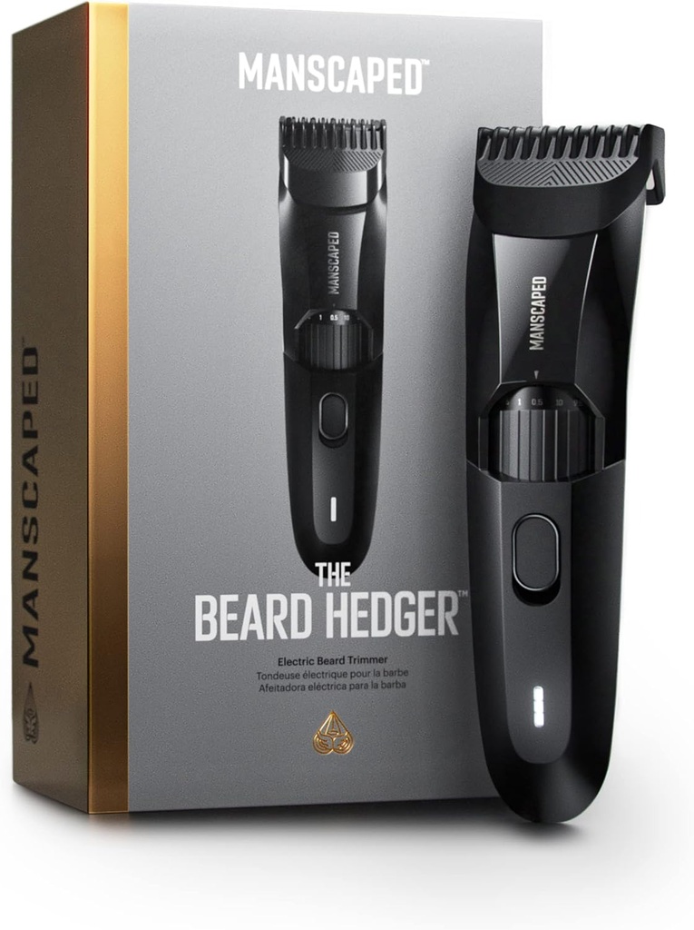 ManSCAPED ® The Beard Hedger ® Premium Men 's Beard Thimmer, 20 Panjang Adjustable Blade Wheel, Stainless Steel T-Blade untuk Precision Factual Finding Rimming, Core Waterproof Wet / Dry Clipper