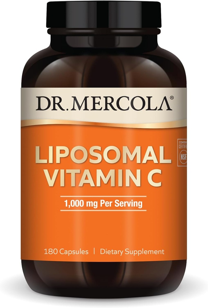 Dr. Mercola Lipomal Vitamin C, 1,000 mg per Serving, 90 Servings (180 Kapsul), Tambahan Dietary, Supports Immune Health, Non GMO, NSF Sertifikasi