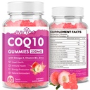 Sugar-Free CoQ10 Gummies 250mg, plus Omega-3, Vitamin B3 & Zinc, Magnesium - High Absorpsi Koenzim Q10 Suplemen Kesehatan Jantung, Cellular Energi, Dukungan Antioksidant, 60 Count