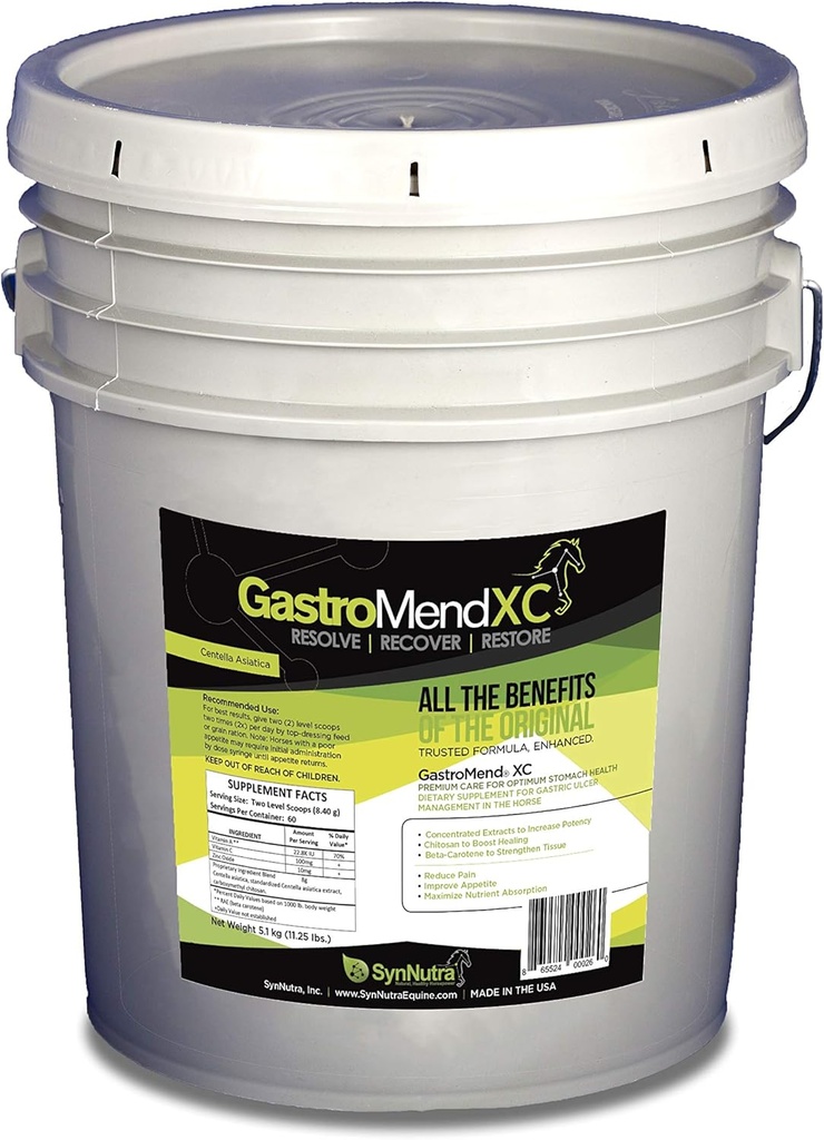 GastroMend XC, 100% Natural Equine Sthoach Health for Horses, Promotes Healing & Prevention of Gastric Ulcers, Sangat manjur & Efektif, Support Gastric dan Hindu Kesehatan, 600 Servings, Dibuat di Amerika Serikat