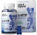 Wild & Organic 5- HTP 200mg Mood Gummies - L- Tryptophan untuk Relaxation and Natural Calm - 5 HTP Suplemen Otak - 60 Vegan, Non-GMO 5HTP Gummies