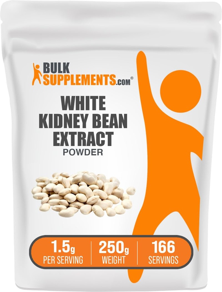 BulkSuplements.com White Kidney Bean Extract Powder - White Ginney Bean Powder - Herbal Bean Suplemen - Gluten Free, 1.5g per Serving, 250g (8.8 oz) (Paket 1)