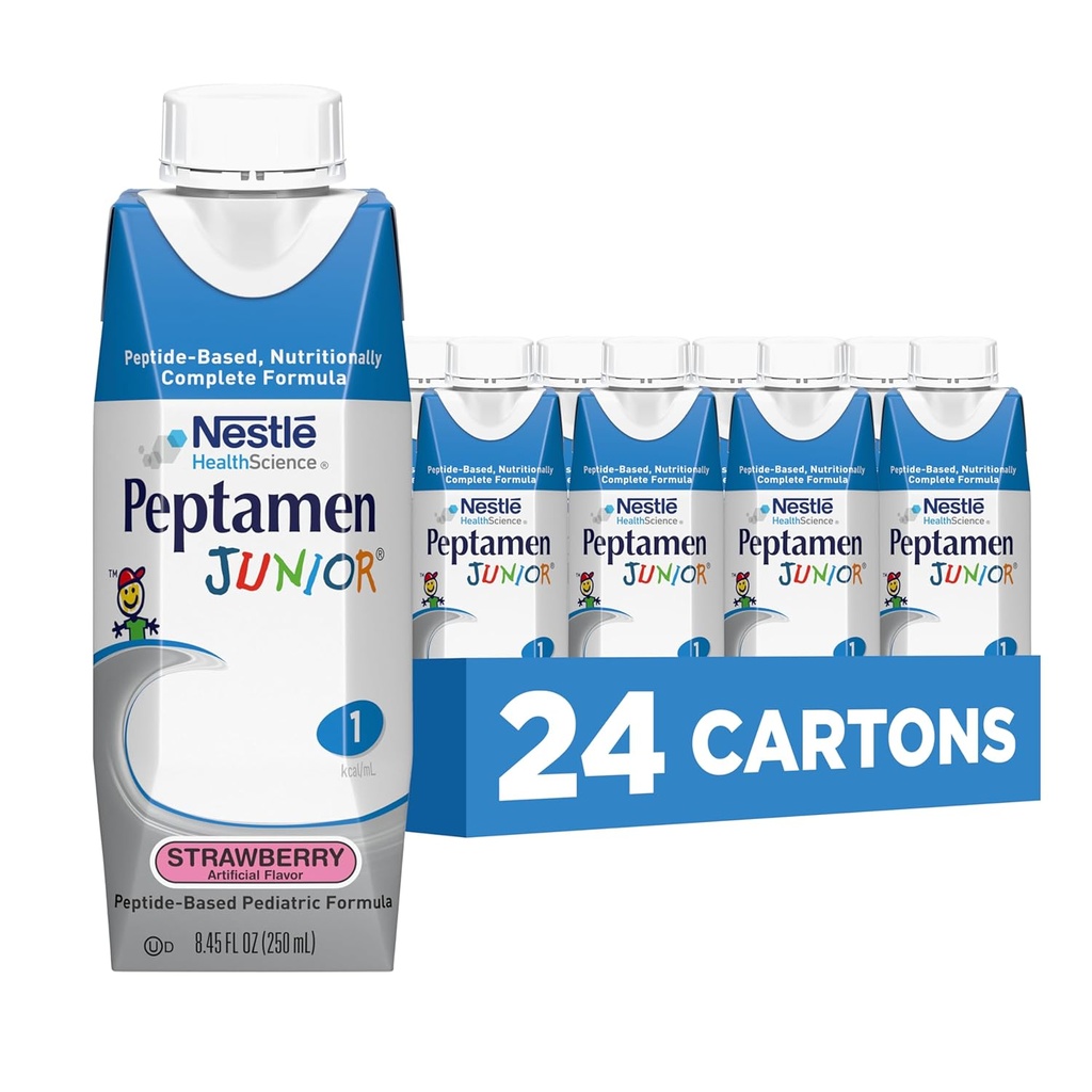 Tambahan Peptamen Junior, Strawberry, 8.45 Fluid Ounce, Paket 24
