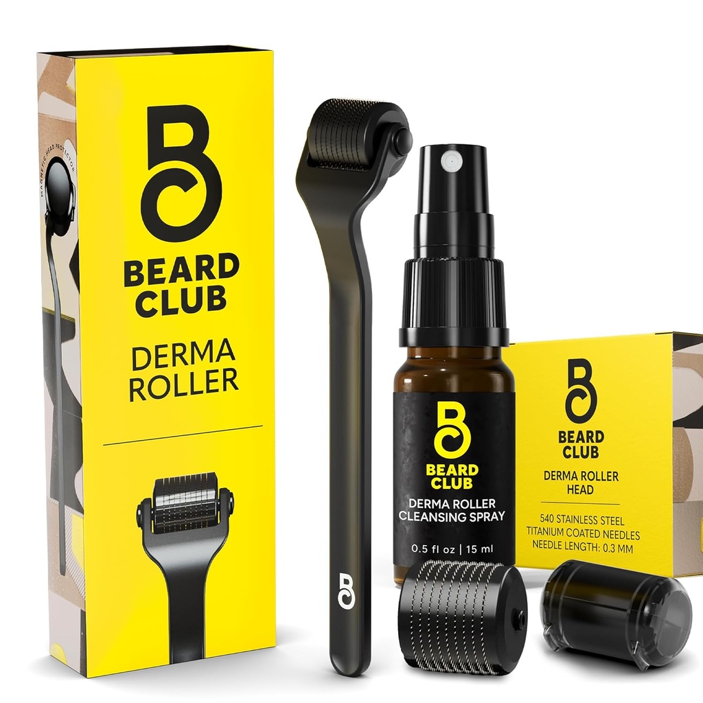 The Beard Club Derma Roller, Cleaning Spray & Replacement Head - Beard Roller dengan Cleaning Spray dan Penggantian Kepala