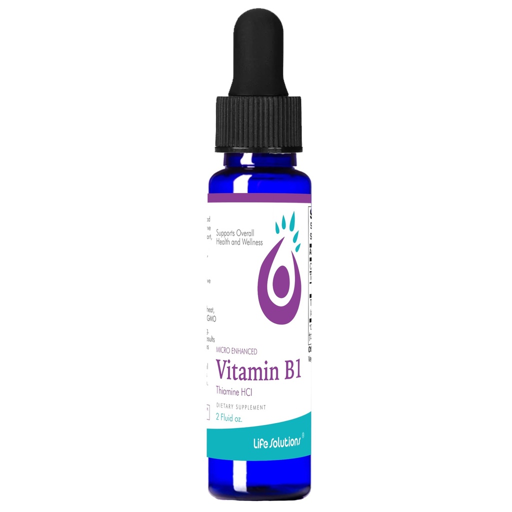 Solusinya Hidup Vitamin B1 Dropper 2 oz - Thiamine B1 Suplemen - Estibe B1 Vitamin untuk Energi Boost dan Gugup System Dukungan - Liquid Formula untuk Absorpsi Mudah