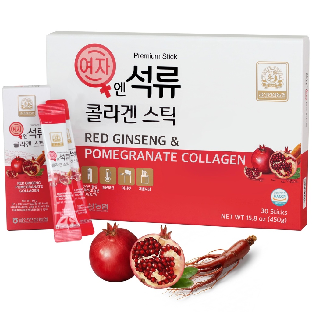 Korea Beauty Baekje Geumsan Women 's Pomegranate Collagen Jelly Stick 5.1oz / 30 Count (5 Pack)