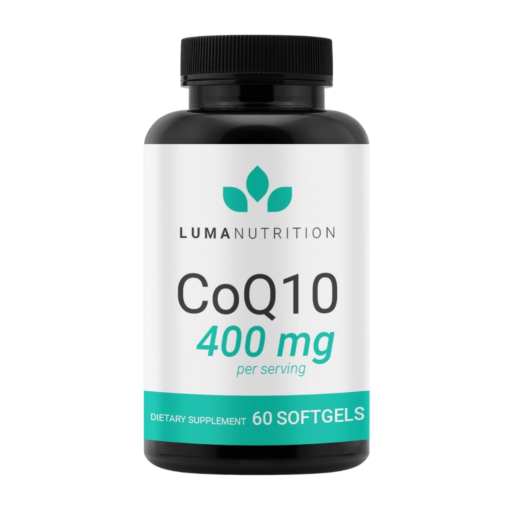 Luma Nutrition CoQ10 400mg Softgels - High- Absorpsi Koenzim Q10 - Co Q-10 200mg / 400mg Per Serving - Heart Health - 60 Liquid Softgels