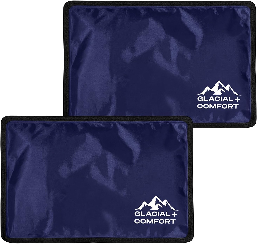Glacial Comfort Ice Pack for Back Pain - (12 "x 8") Recontinable Cold Pads for Hip, Knee, Shoulder Injuries, Muscle Strains, Migraine & Pospartum Recovery with Flex Technology Setelah Operasi.