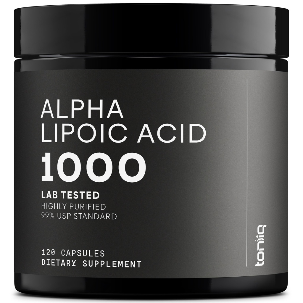 Toniq 1000mg Ultra High Strength Alpha Lipoic Acsules - Sangat Purified 99% + USP Standard - 120 Capsules ALA Suplemen