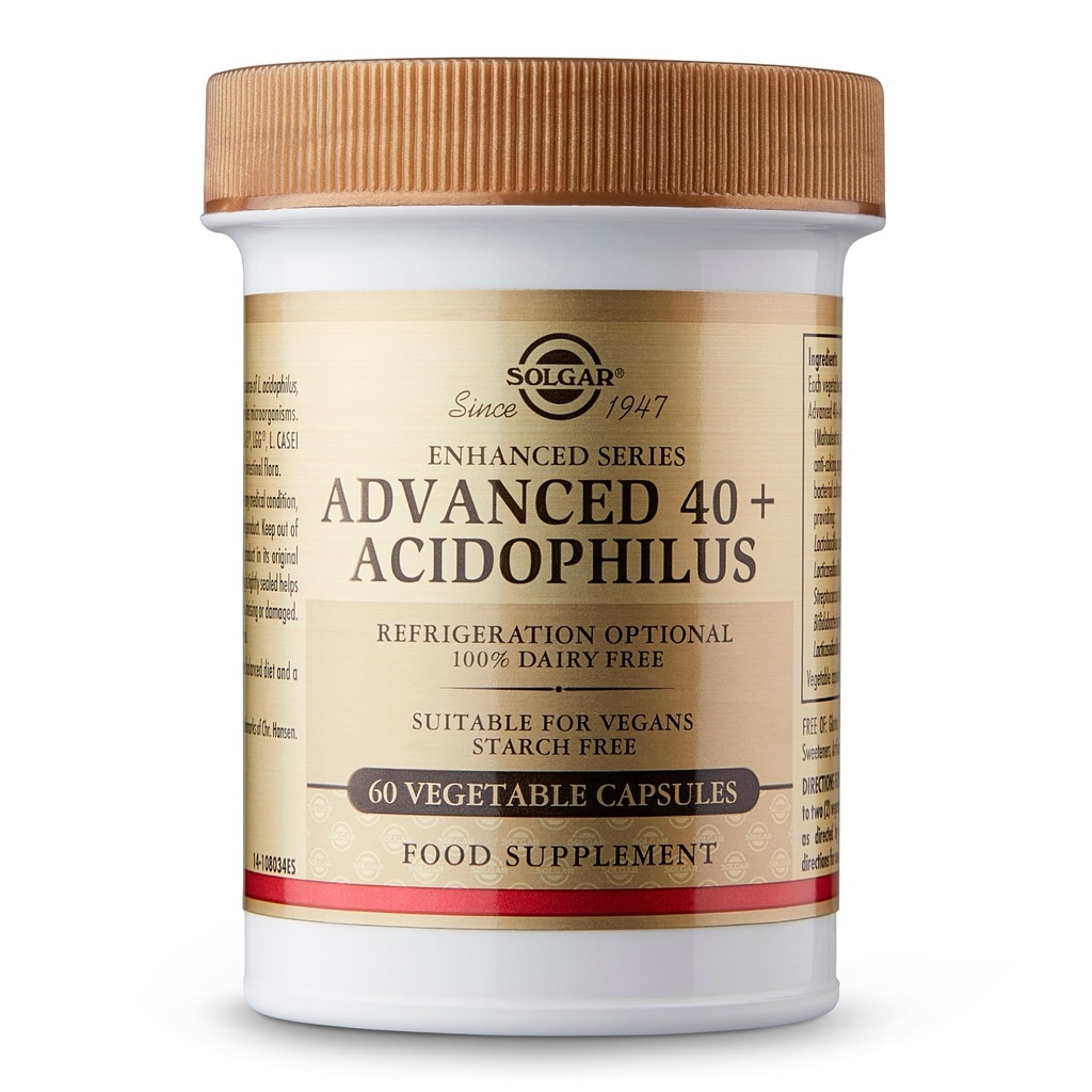 Solgar Advanced 40 + Acidophilus, 60 Vegetable Capsules