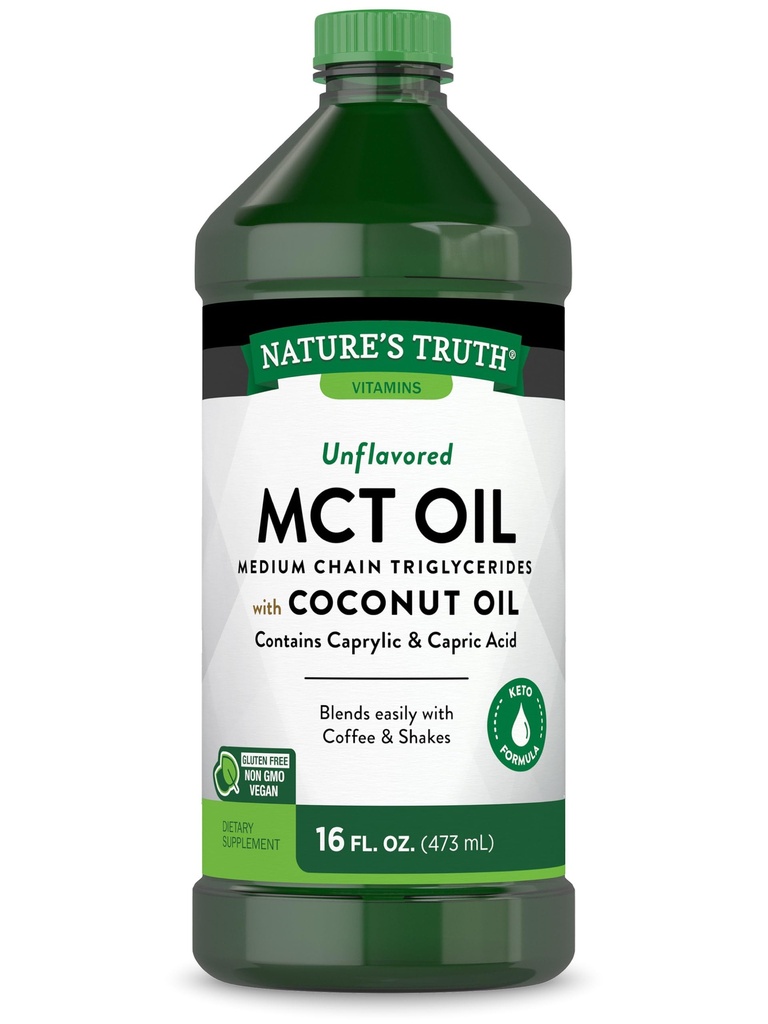 Nature 's Truth MCT Oil 124; 16 fm. oz 124; Keto, Unflashted Formula 124; dengan Coconut Oil 124; Vegan, Non-GMO, dan Gluten Free Supplemen