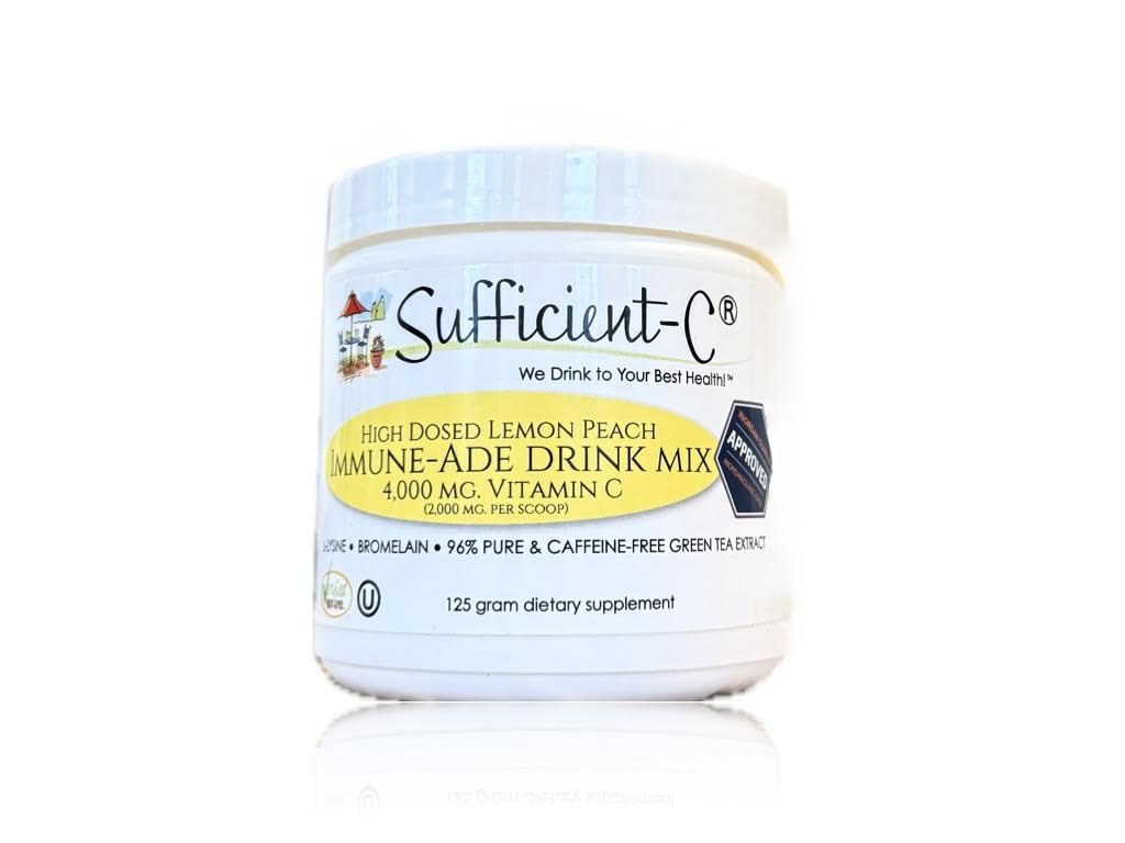 Sufficient- C Tinggi Dose Non- GMO Vitamin C Lemon Peach Immune- Ade Drine- Ax, convenient 125 Gram Ukuran w / L-lysine, Bromelain & a Premium 96% Pure Green Tea Extract