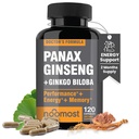 NooPaling Autentic Korean Red Panax Ginseng + Ginkgo Biloba, 120 Vegan Capsules, Ginseng Root Extract Powder 1000mg (10% Ginsenosides) + Gingko Biloba 60mg, Energy and Focus Pills for Men and Women
