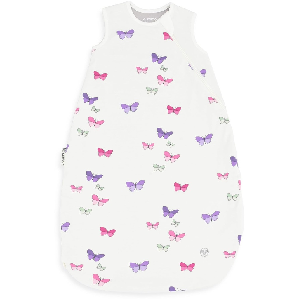 Woolino Merino Wool dan Oranic Cotton Baby Sleep Bag - 4 Season Classic Sleep Sack for Baby - Two-Way Zipper Sleeping Bag for Baby and Toddler - 618 Bulan - Butterfly