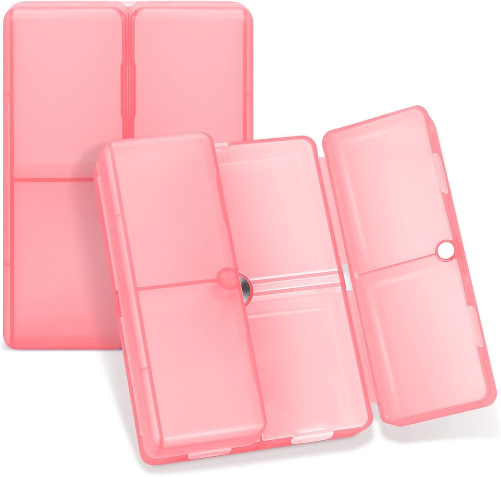 FYY Daily Pill Organizer, 7 Comparts Pill Case Travel Pill Organizer, [Folding Design] Pill Box for Purse Pocket to Hold Vitamin, Cod Liver Oil, Suplemen dan Medication- Clear Red
