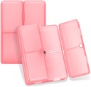 FYY Daily Pill Organizer, 7 Comparts Pill Case Travel Pill Organizer, [Folding Design] Pill Box for Purse Pocket to Hold Vitamin, Cod Liver Oil, Suplemen dan Medication- Clear Red