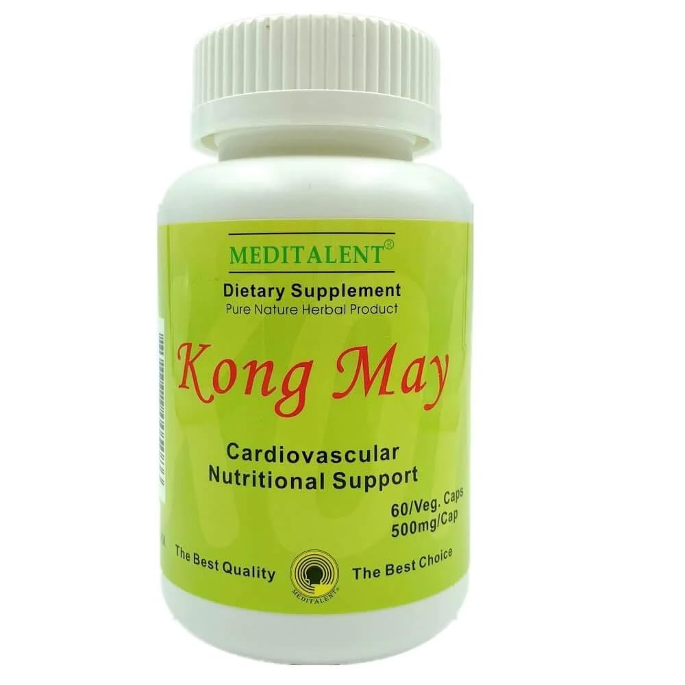 Kong May Herbal Supplement dengan Red Yeast Rice, Natto Ferwered Powder, Antrodia Mushrooms Alas124; All- Natural Cardiovascular Dukungan untuk Kesehatan dan Wells - 60 Capsules oleh Meditalen