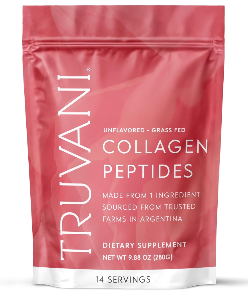 Truvani Hydrolyzed Collagen Peptides 124; Unflashed 124; 14 Servings Ibn 124; 20g Grass-Fed Collagen Powder, Promotes Hair, Nail, Skin, and Joint Health 124; Keto 124; Dairen dan Gluten Free Alag4; Perempuan dan Pria