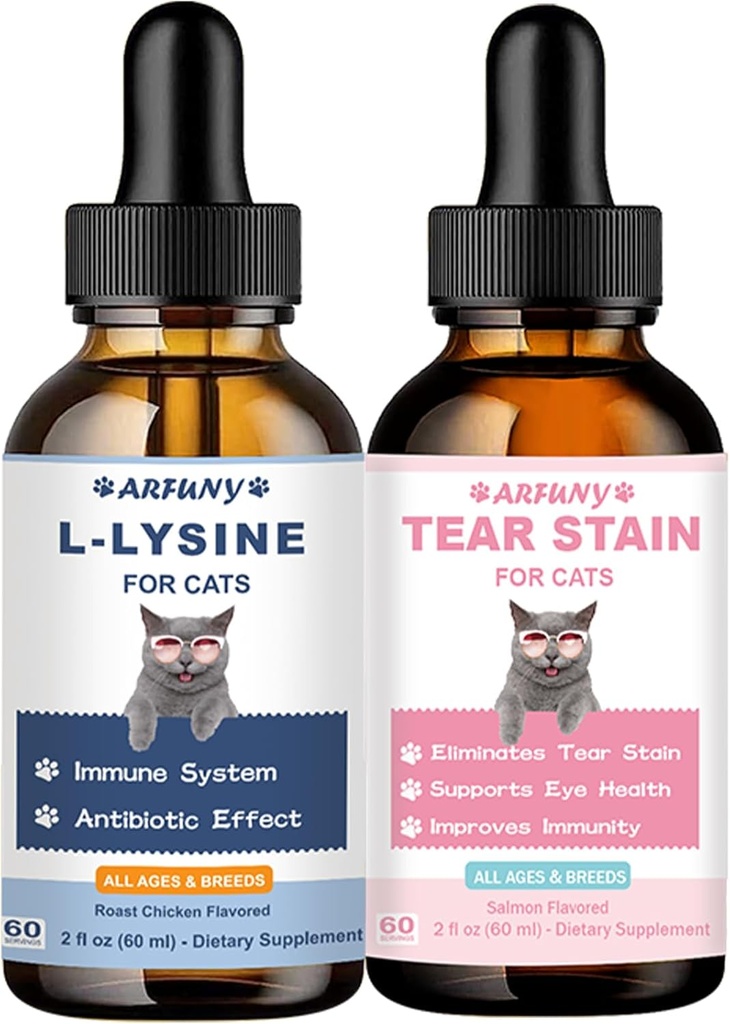 Lysine for Cats & Tear Stain Remover - Mendukung Fungsi Visual Normal, Penghayalan Tear Stain, Relief Dingin - Repiration Cat dan Infeksi Mata Untuk Perawatan Nose Runny dan Mata Mata Mata