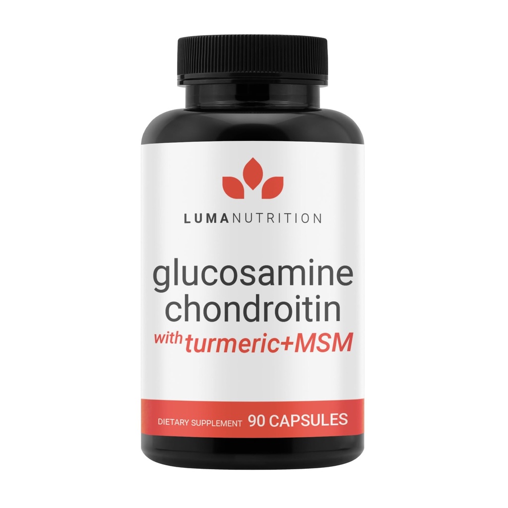 Luma Nutrition Glucosamine Chondroitin MSM - Turmeric, Boswellia - Premium Suplemen - untuk Pria dan Wanita - Tambahan Bersama - 90 Kapsul