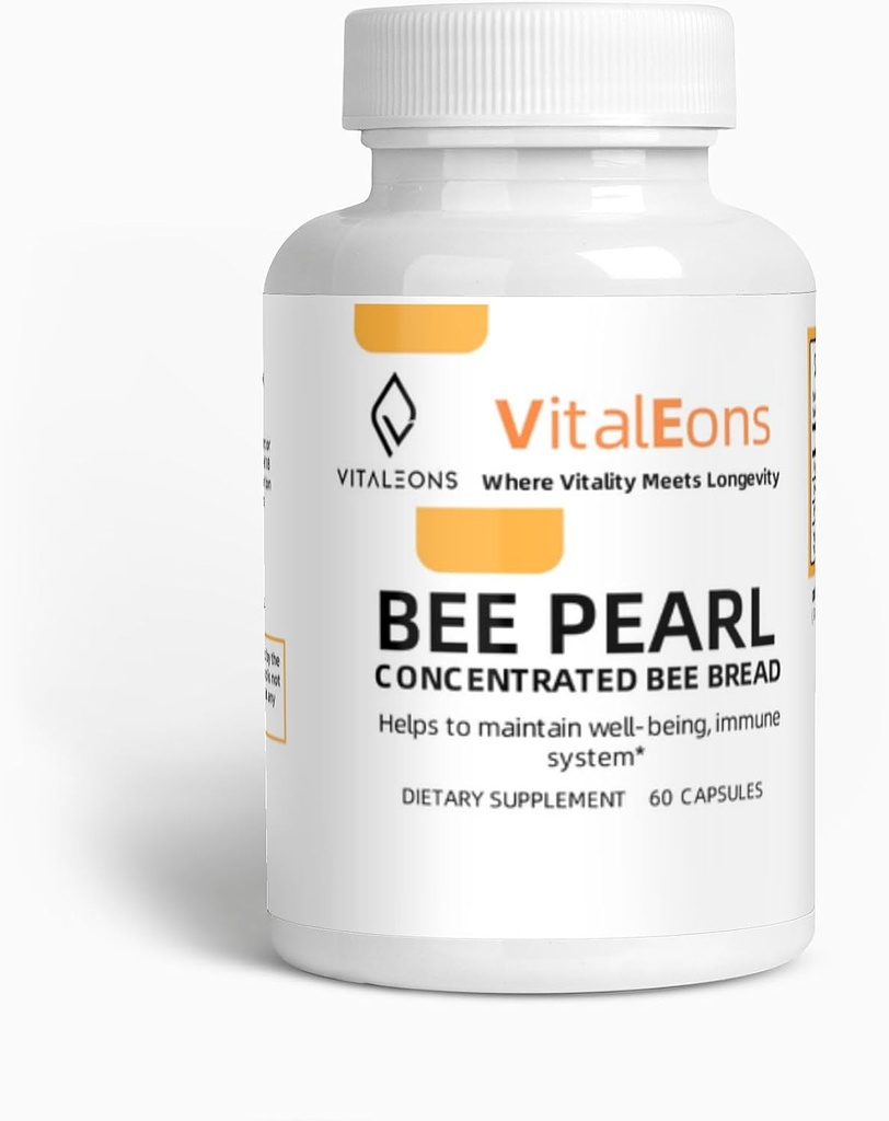 Bee Pollen Suppplement - Bee Pollen, Propolis, dan Royal Jelly - Vitaleons Bee Pearl - Setiap orang memiliki Vitamin, mikroelemen, polifenol dan antioksidan (Vegetarian, 60 Capsules)