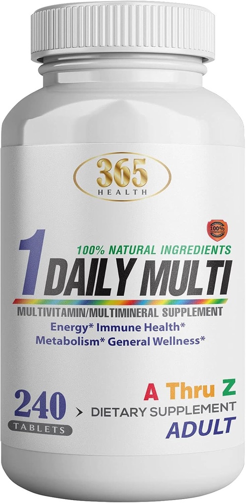 Multivitamin, Suplemen Multimineral w / Antioksidan, Zinc, Vitamin D3 & B Vitamin, Gluten Free, Ingredisasi Non-GMO - (240 Count) 365 Kesehatan