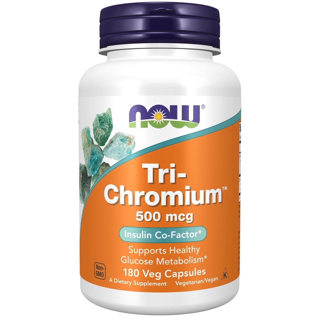 Now Foods Suplemen, Tri- Chromium 500 mcg with Cinnamon, Insulin Co-Factor *, 180 Veg Capsules