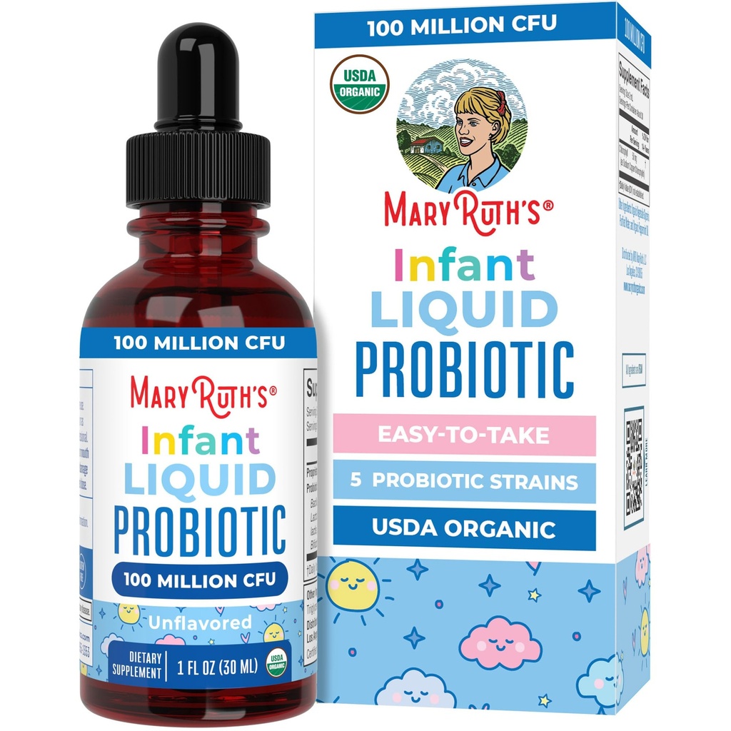 MaryRuth Organics USDA Organic Infant Probiotic Cliptic Drops 12.4; Bayi Essensials 124; Programs untuk Bayi; Probiotic Bayi 128; Proprietary Probiotic Blend 124; Vegan 124; Non GMO 124; 125