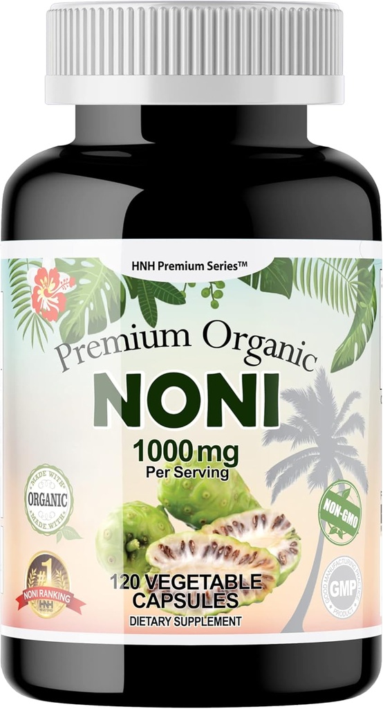 Dr. K & C HNHapa Premium Organik 1000 mg 120 Veggie Capsules Powerful Antioksidants Pure Dure Dulune System Overall Health Morinda Citrifolia Extract Vegan Non GMO No Filler Supplemen