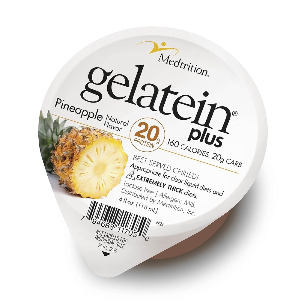 GelaTein Plus Pineapple: 20 gram Protein. Ideal untuk Diet Cair Bersih, menelan makanan, Dialysis dan Onkologi. Great pre atau Postout Snack. (36 Pack)...