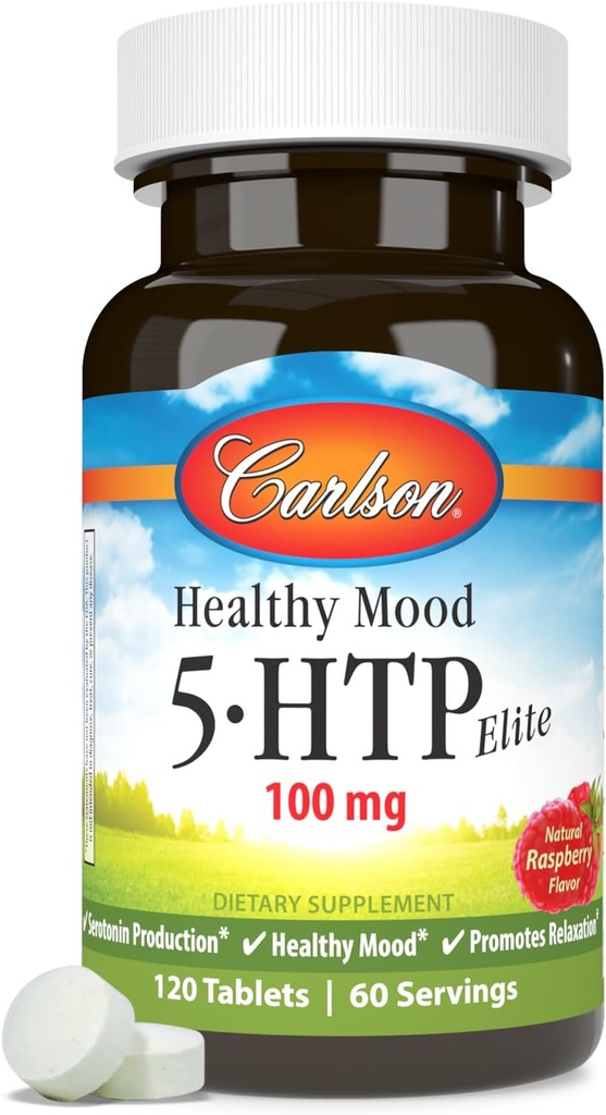 Carlson Healthy Mood 5- htp Elite 50mg Raspberry Chewables, 120 Tablet