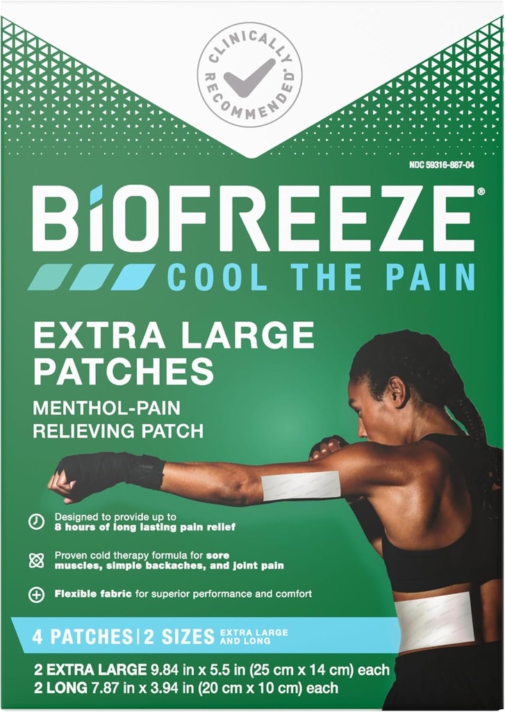Biofreeze Overnight XL Relief Patch, Arthritis Pain Reliever, Knee & Lower Back Pain Relief Patch, Sore Muscle Relief, Neck Pain Relief, FSA Eliviable, 4 Biofreeaze Menthol Patch