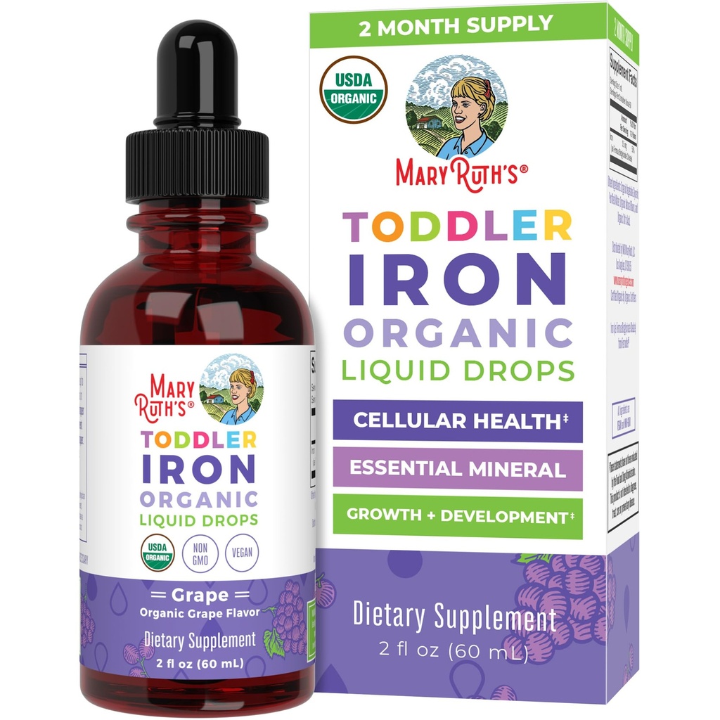 MaryRuth Organics Iron Supplement for Toddler 124; Liquid Iron Suplement for Children Ages 1-3