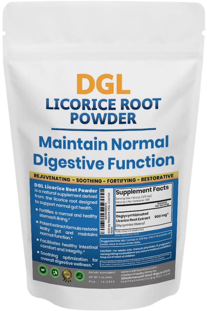 DGL Licorice Supplement: Support Digetical Health, Gut Lining Support, DGL Powder for Wellness, Licorice Root Extract Powder, 140 serv.