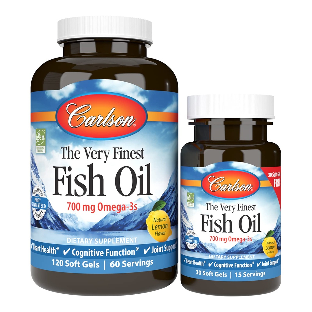 Carlson - The Very Finest Fish Oil, 700 mg Omega- 3s, Norwegia, Sustainably Sourced, Lemon, 150 Count