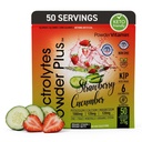 Electrolytes Powder Plus (50 Pelayan), 0 Calorie Keto, 0 Sugar, No Maltodextrin, 1000mg Potasium, 120mg Calcium, 120 mg Magnesium, Hidration Powment (50 Cumber)
