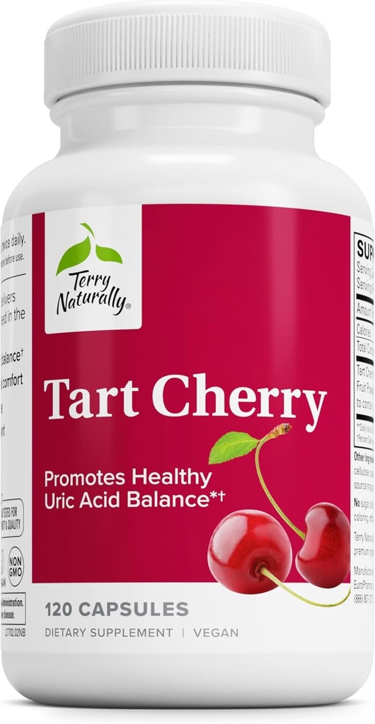 Suplemen Tut Alami Terry Cherry - Antioksidant untuk Mendukung Keseimbangan Uric yang Sehat & Kesehatan Gabungan - Suplemen Nutonasional - Suplemen Dieter untuk Pemulihan Bantuan Setelah Latihan - 120 Capsules