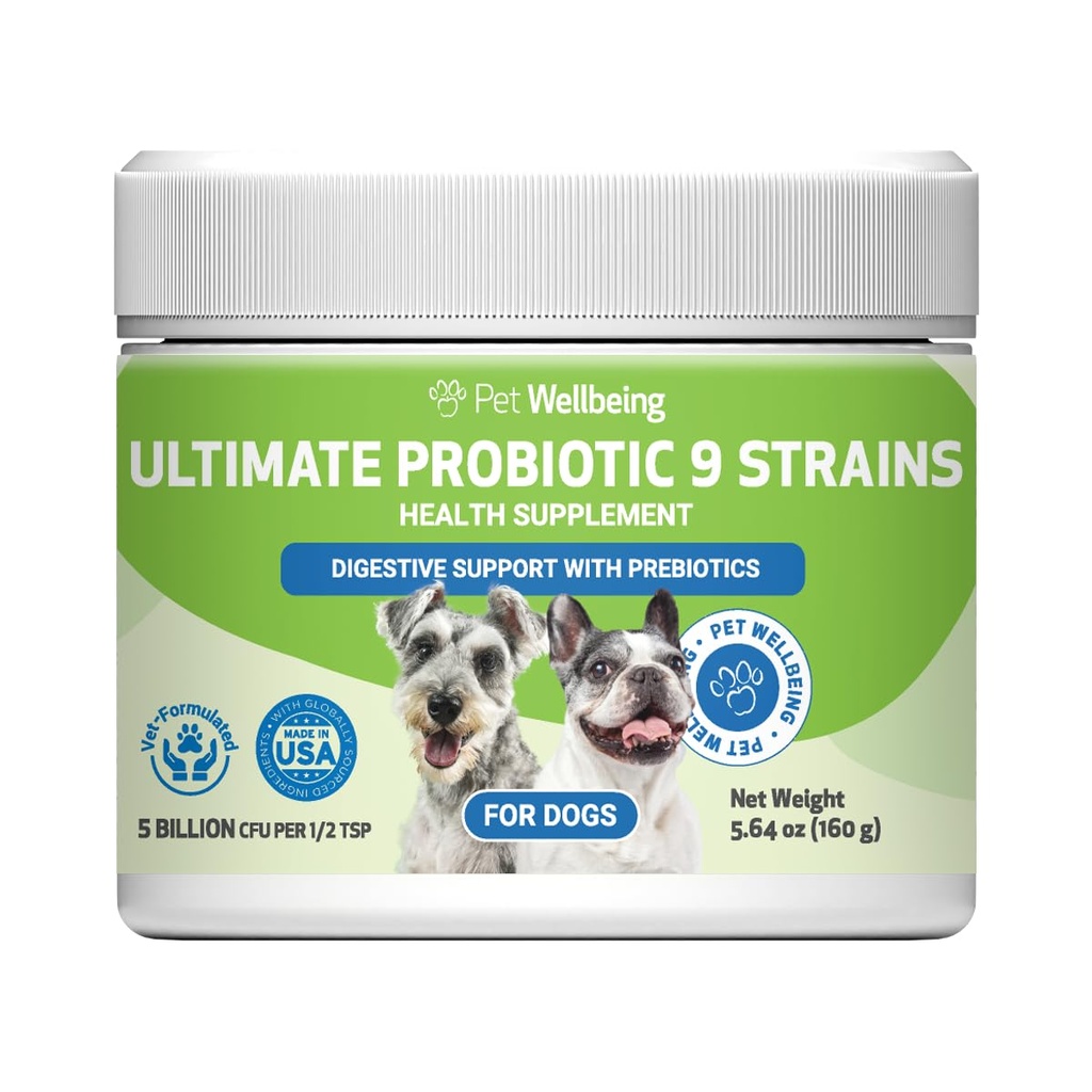 Pet Wellbeing - Ultimate Probiotic Strains 9 for Cats and Dogs - Dukungan Natural for Ditraffic and Urinary Tract Health 160 Grams.