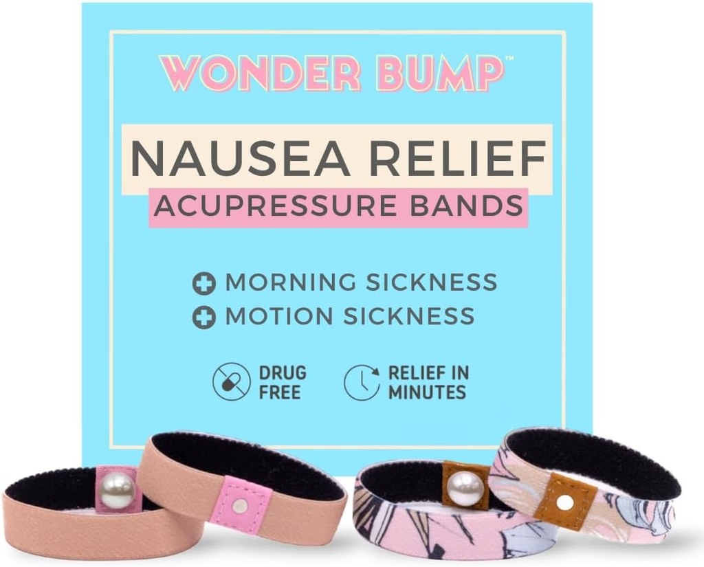 Morning Sickness Relief Wristals 124; Acupressure Anti Nausea Bands for Pregnancy Nausea Relief, Permisionaris Pertama Esgnancy (2 Sets) (Medium)