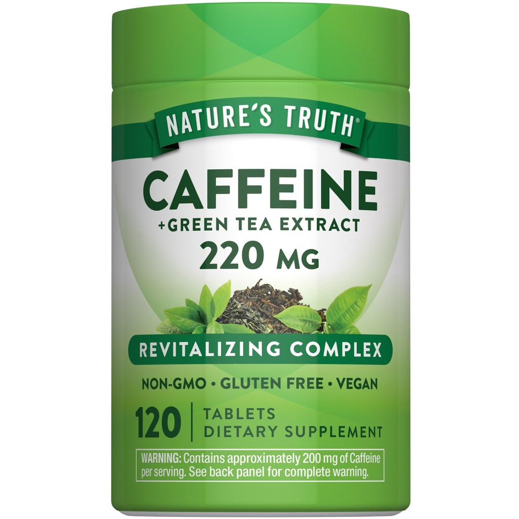 Nature 's Truth Caffeine Pill 124; 220mg 124; 120 Count 124; 120 Count 124; With Green Tea Extract 124; Vegan, Non-GMO & Gluten Free Suplemen