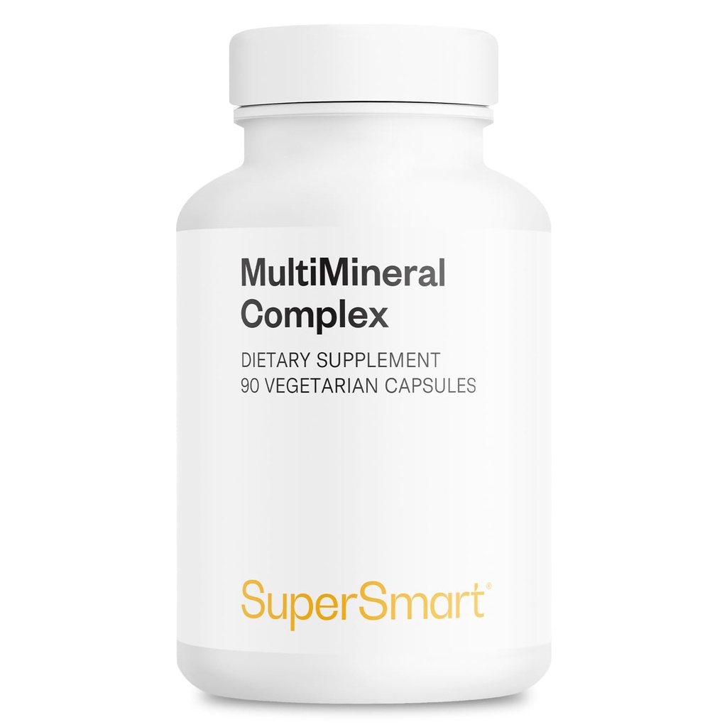 SuperSmart - Multimineral Complex Suplement (Full Spectrum) - dengan Magnesium, Zinc, Boron, Kalsium, Chromium, Selenium, Iodium, Potron 124; Non-GMO & Gluten Free - 90 Vegetarian Capsules