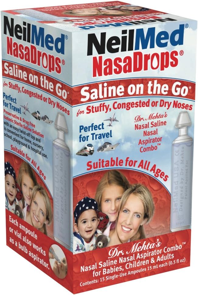 Neil Med NASA menjatuhkan Saline Vials, 15 Single- Gunakan Amploules, 0.5 Fl Oz