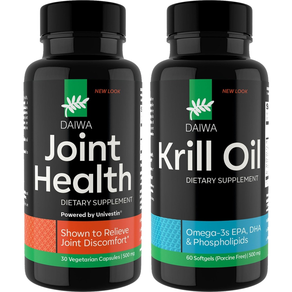 Daiwa Joint and Krill Oil Suplement Pack - Omega 3 Krill Oil Capsules with Herbal Blend, 2-in- 1 Formula la
