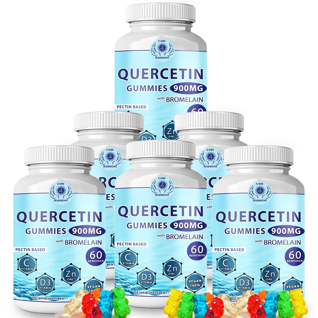 Quercetin Gummies - Quercetin dengan Bromelain Vitamin C + Zinc Vitamin D3 - Chewable Quercetin 900mg Suplemen - Quercetin untuk Anak-anak dan Dewasa (6)