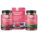 Bundle of Menopause Supplement for Night Sweats, Hot Flashes & Mood Swings with Dong Quai, Chaste Berry & Black Cohosh Root dan Saw Palmetto for Women 500mg DHH Blocker dengan Maca Root & Biotin