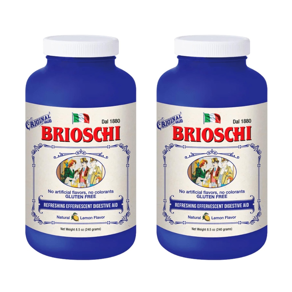 Brioschi Italian Lemon Flavored Effervescent Heartburn, Upset Stomach, Acid Indibubles, 8,5 oz bottle (Paket 2)