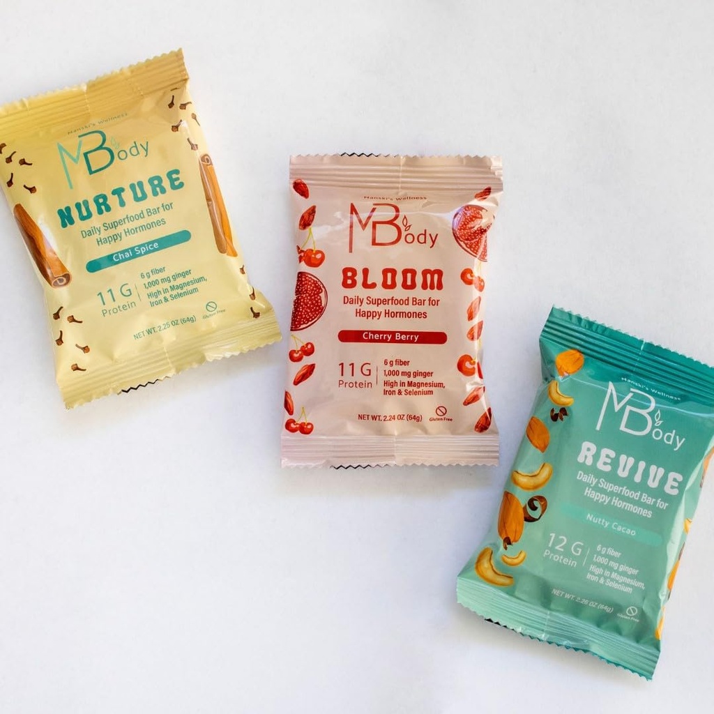 Happy Hormone Bars l Protein Cycle Syncing Bars with Organic Ginger l Promotnes Hormone Sality, Egg Quality, PMS & Sperm Health (28 pack sync Stack (5 rempah-rempah, 9 cherry berry, 14 nutty kakao)