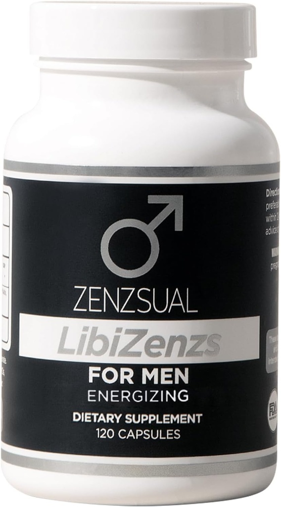 ZENZSUAL LibiZenzs Men - Natural Dietary Supplement Blend with Ginseng, Maca Root, Ashwagandha - Increases Testosteron Levels - Gluten Free (120 Capsules)